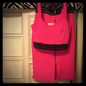 Hot pink crop skirt set